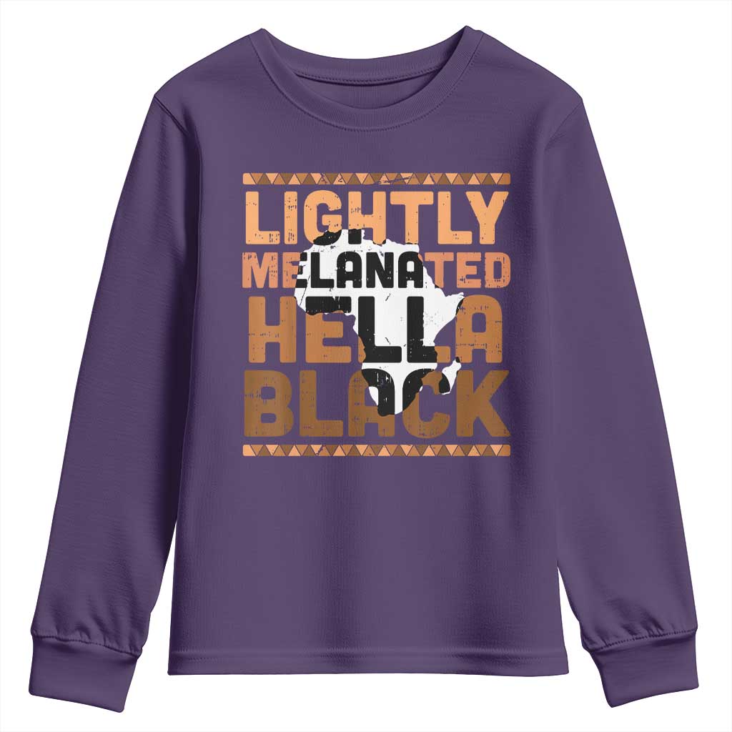 Lightly Melanated Hella Black Youth Sweatshirt Melanin African Pride Map Black History TS11 Purple Print Your Wear