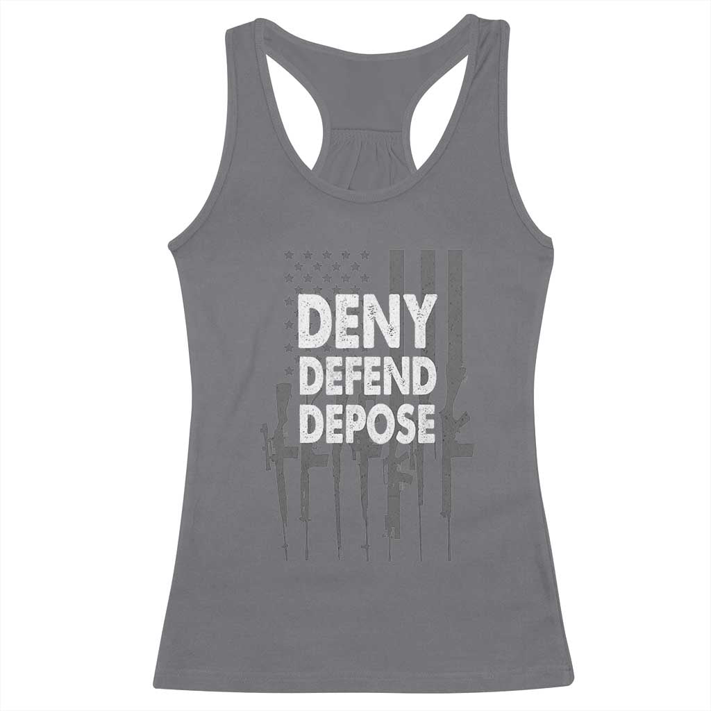 Deny Defend Depose Racerback Tank Top Vintage Gun American Flag TS11 Charcoal Print Your Wear