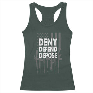 Deny Defend Depose Racerback Tank Top Vintage Gun American Flag TS11 Dark Forest Green Print Your Wear