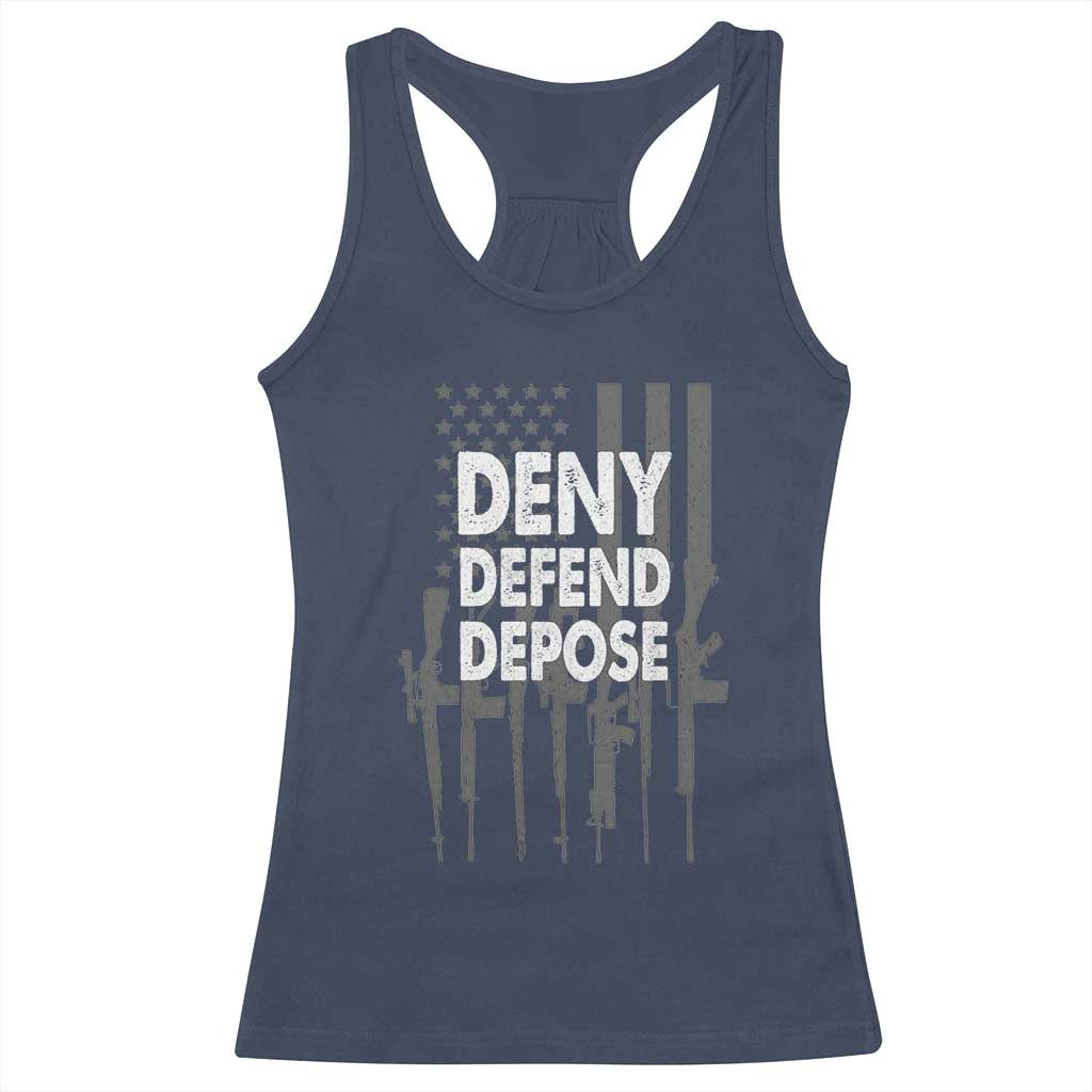 Deny Defend Depose Racerback Tank Top Vintage Gun American Flag TS11 Navy Print Your Wear