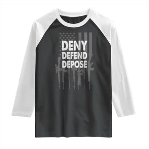 Deny Defend Depose Raglan Shirt Vintage Gun American Flag TS11 Black White Print Your Wear