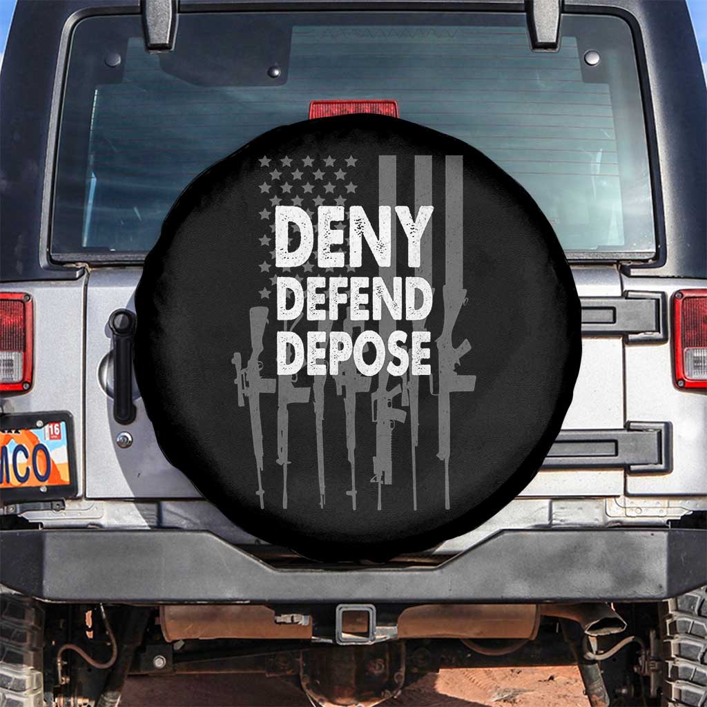 Deny Defend Depose Spare Tire Cover Vintage Gun American Flag TS11 No hole Black Print Your Wear