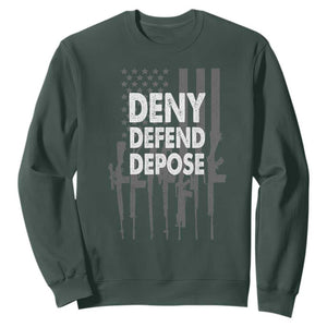 Deny Defend Depose Sweatshirt Vintage Gun American Flag TS11 Dark Forest Green Print Your Wear
