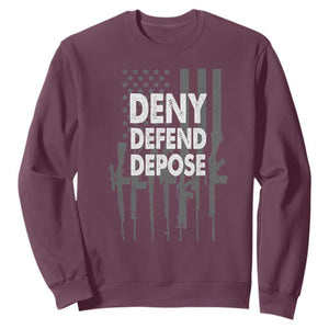 Deny Defend Depose Sweatshirt Vintage Gun American Flag TS11 Maroon Print Your Wear
