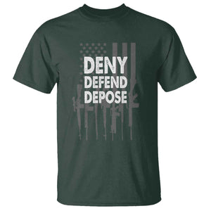 Deny Defend Depose T Shirt Vintage Gun American Flag TS11 Dark Forest Green Print Your Wear