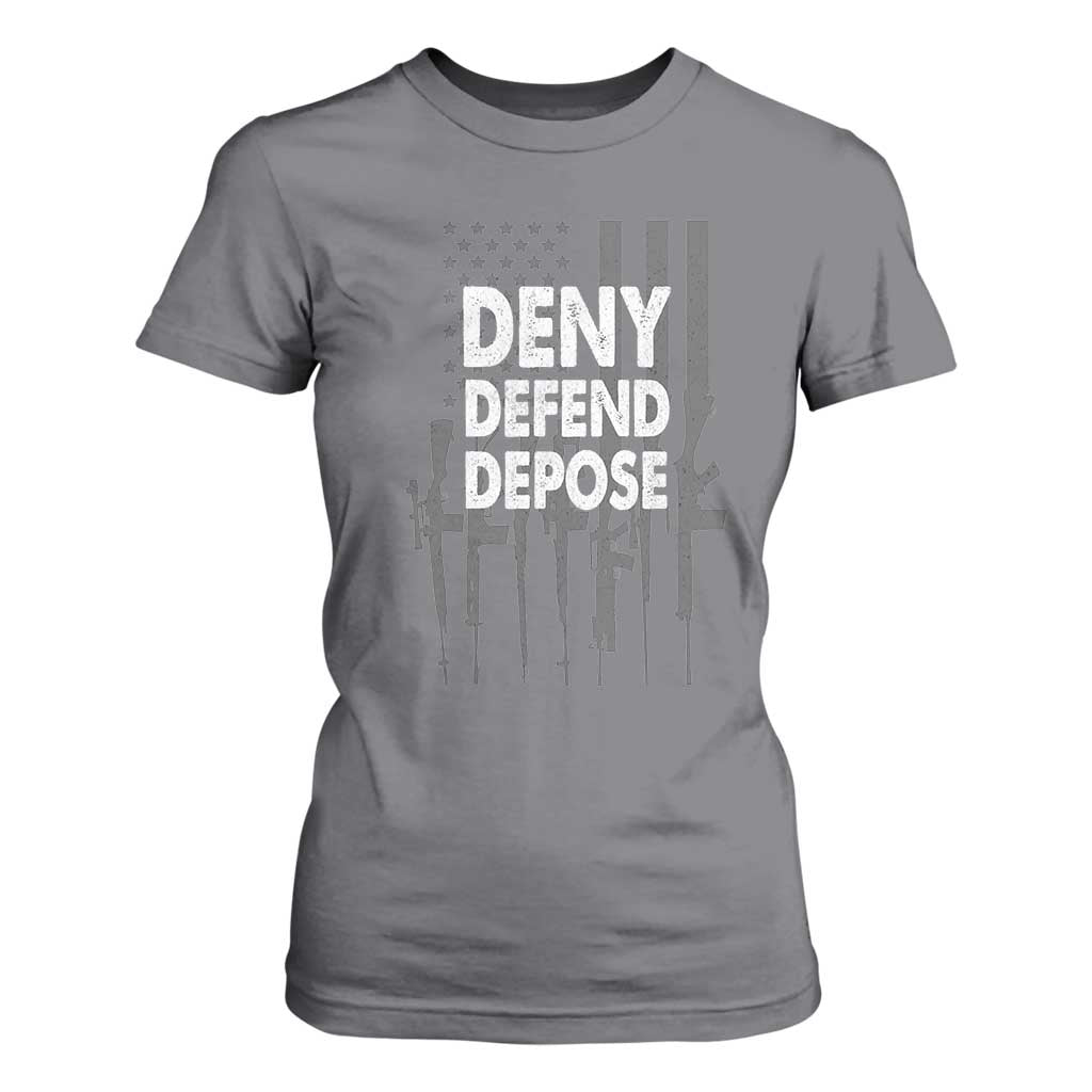 Deny Defend Depose T Shirt For Women Vintage Gun American Flag TS11 Charcoal Print Your Wear