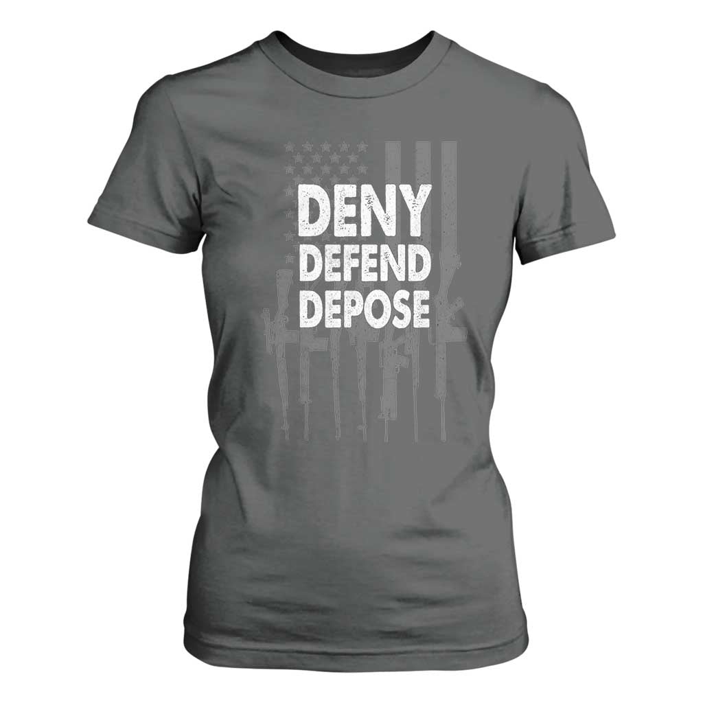 Deny Defend Depose T Shirt For Women Vintage Gun American Flag TS11 Dark Heather Print Your Wear
