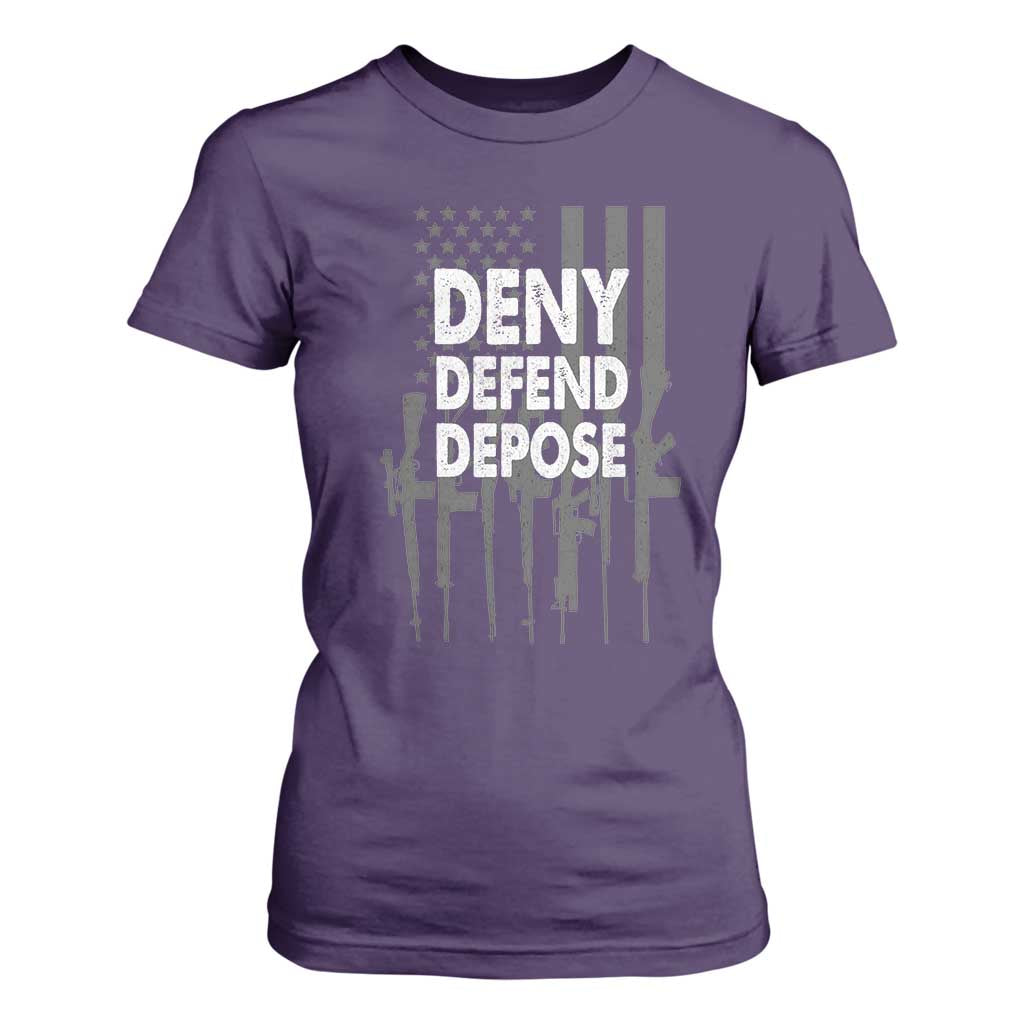 Deny Defend Depose T Shirt For Women Vintage Gun American Flag TS11 Purple Print Your Wear