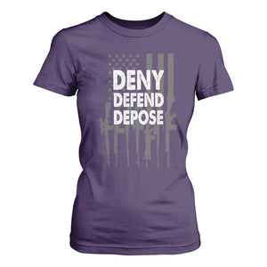 Deny Defend Depose T Shirt For Women Vintage Gun American Flag TS11 Purple Print Your Wear