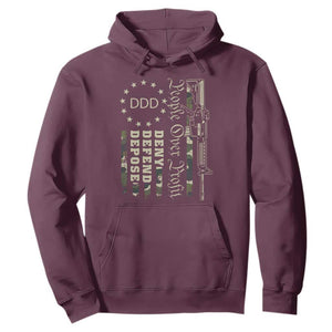 People Over Profit Deny Defend Depose Hoodie Gun Camo Betsy Ross Flag 2024 TS11 Maroon Print Your Wear