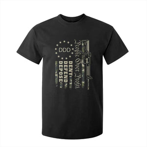 People Over Profit Deny Defend Depose T Shirt For Kid Gun Camo Betsy Ross Flag 2024 TS11 Black Print Your Wear