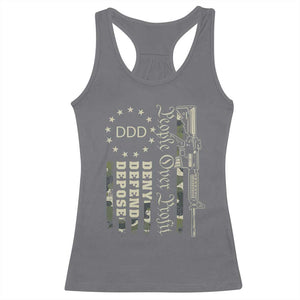 People Over Profit Deny Defend Depose Racerback Tank Top Gun Camo Betsy Ross Flag 2024 TS11 Charcoal Print Your Wear
