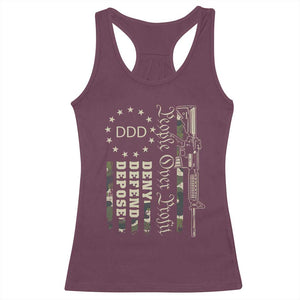 People Over Profit Deny Defend Depose Racerback Tank Top Gun Camo Betsy Ross Flag 2024 TS11 Maroon Print Your Wear