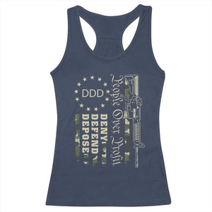 People Over Profit Deny Defend Depose Racerback Tank Top Gun Camo Betsy Ross Flag 2024 TS11 Navy Print Your Wear