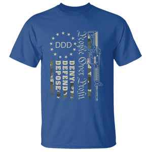 People Over Profit Deny Defend Depose T Shirt Gun Camo Betsy Ross Flag 2024 TS11 Royal Blue Print Your Wear