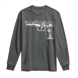 Deny Defend Depose Long Sleeve Shirt Vintage Gun 2024 TS11 Dark Heather Print Your Wear