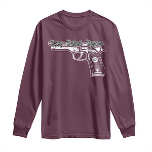 Deny Defend Depose Long Sleeve Shirt Vintage Gun 2024 TS11 Maroon Print Your Wear