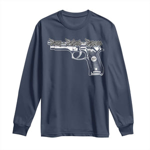 Deny Defend Depose Long Sleeve Shirt Vintage Gun 2024 TS11 Navy Print Your Wear