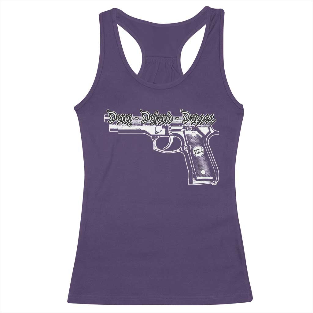 Deny Defend Depose Racerback Tank Top Vintage Gun 2024 TS11 Purple Print Your Wear