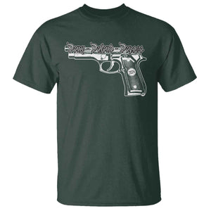Deny Defend Depose T Shirt Vintage Gun 2024 TS11 Dark Forest Green Print Your Wear