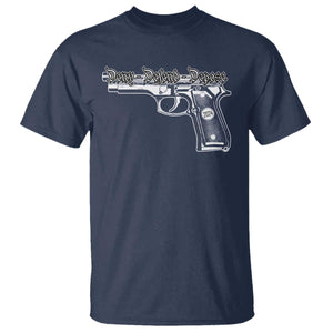 Deny Defend Depose T Shirt Vintage Gun 2024 TS11 Navy Print Your Wear