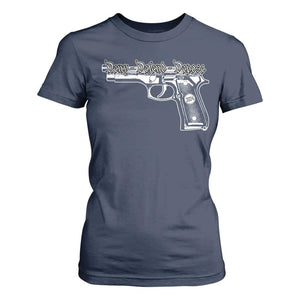 Deny Defend Depose T Shirt For Women Vintage Gun 2024 TS11 Navy Print Your Wear