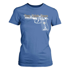 Deny Defend Depose T Shirt For Women Vintage Gun 2024 TS11 Royal Blue Print Your Wear