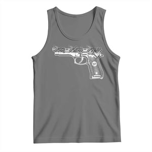 Deny Defend Depose Tank Top Vintage Gun 2024 TS11 Black Heather Print Your Wear