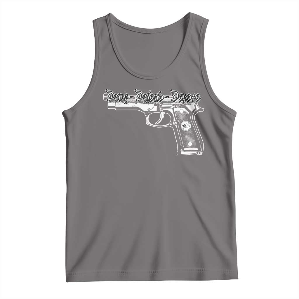 Deny Defend Depose Tank Top Vintage Gun 2024 TS11 Deep Heather Print Your Wear