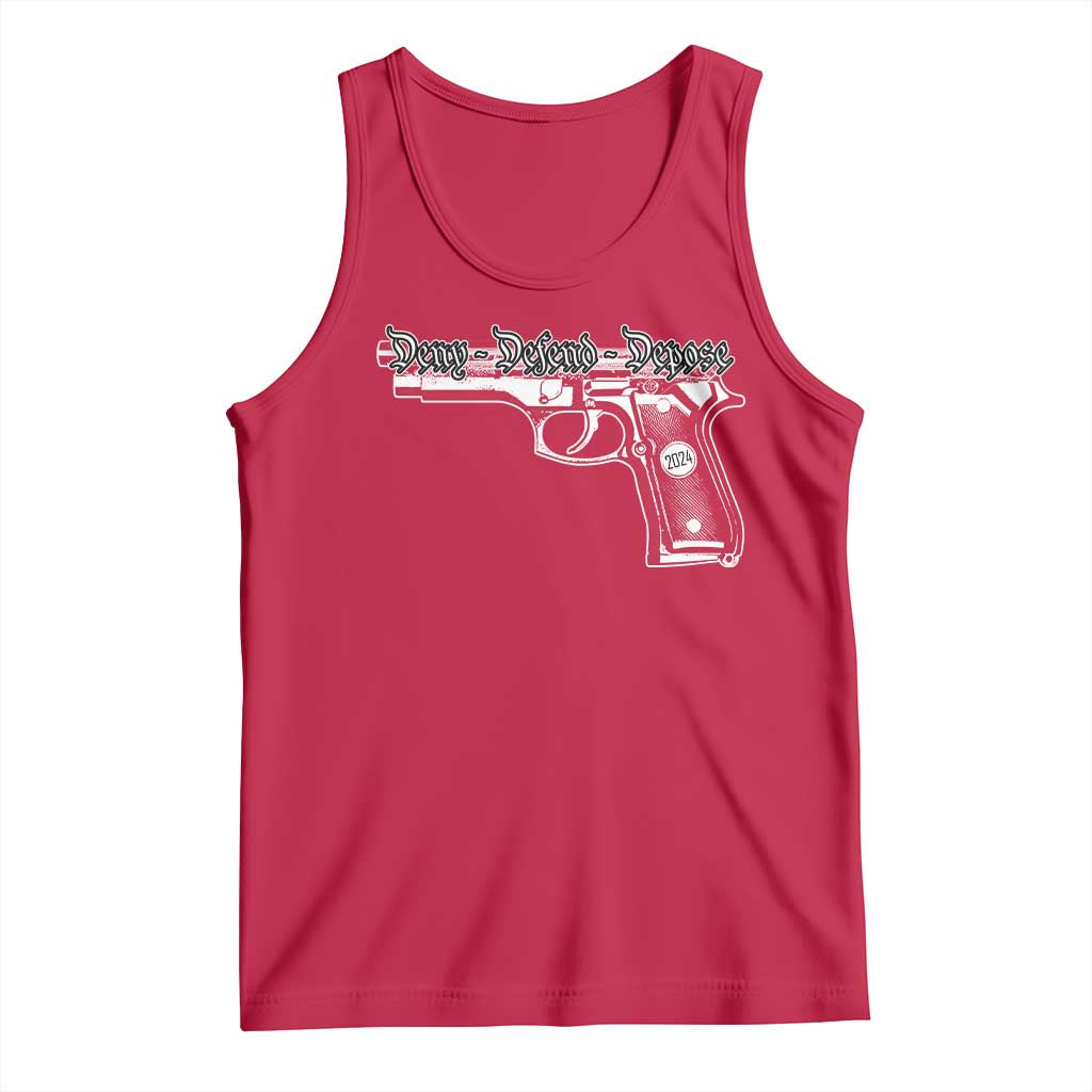 Deny Defend Depose Tank Top Vintage Gun 2024 TS11 Red Print Your Wear