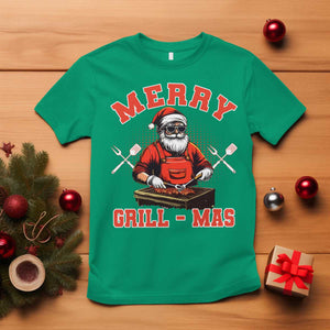 Funny Christmas Grilling Santa T Shirt Merry Grill-Mas BBQ TS11 Irish Green Print Your Wear