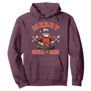 Funny Christmas Grilling Santa Hoodie Merry Grill-Mas BBQ TS11 Maroon Print Your Wear