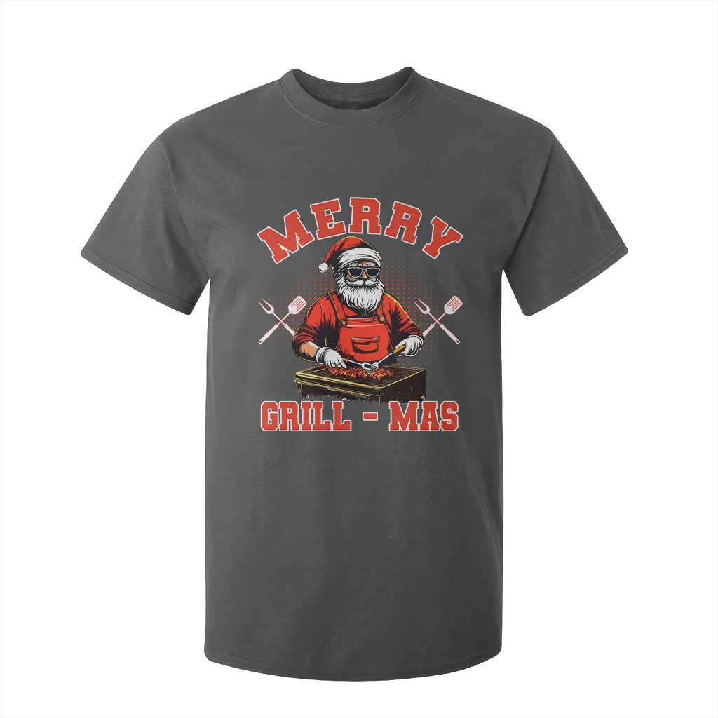Funny Christmas Grilling Santa T Shirt For Kid Merry Grill-Mas BBQ TS11 Dark Heather Print Your Wear