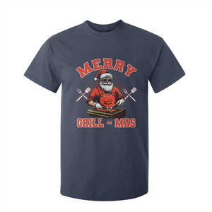 Funny Christmas Grilling Santa T Shirt For Kid Merry Grill-Mas BBQ TS11 Navy Print Your Wear