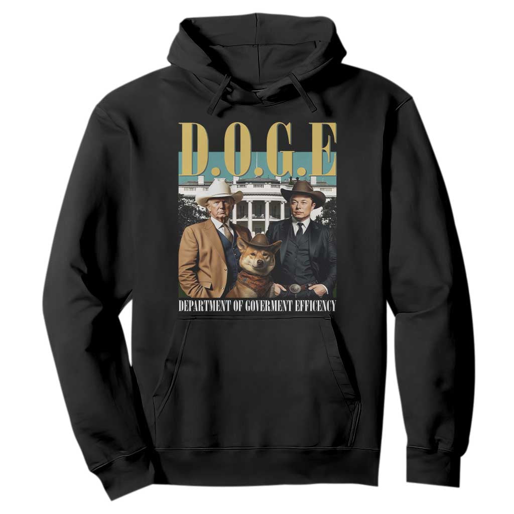 Funny Trump Musk DOGE Hoodie Department Of Government Efficiency Shiba Inu TS11 Black Print Your Wear