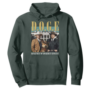 Funny Trump Musk DOGE Hoodie Department Of Government Efficiency Shiba Inu TS11 Dark Forest Green Print Your Wear
