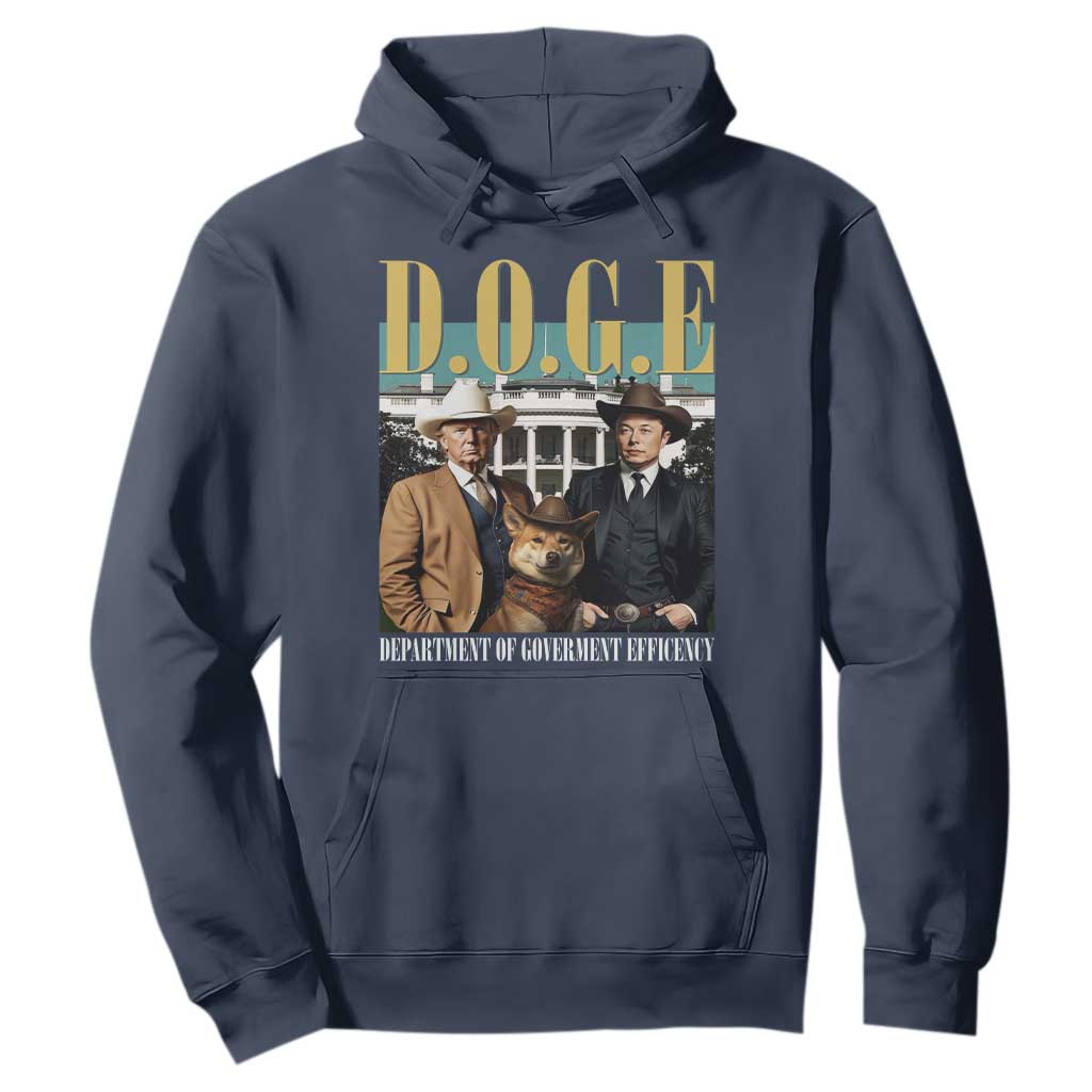 Funny Trump Musk DOGE Hoodie Department Of Government Efficiency Shiba Inu TS11 Navy Print Your Wear