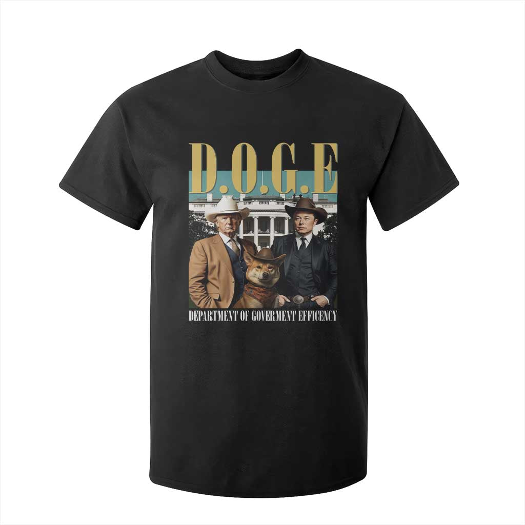 Funny Trump Musk DOGE T Shirt For Kid Department Of Government Efficiency Shiba Inu TS11 Black Print Your Wear