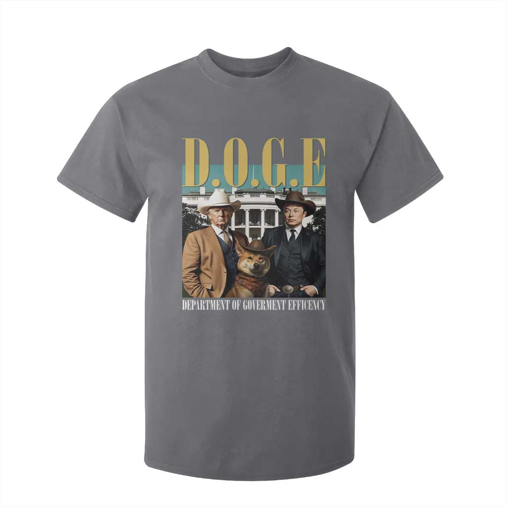 Funny Trump Musk DOGE T Shirt For Kid Department Of Government Efficiency Shiba Inu TS11 Charcoal Print Your Wear