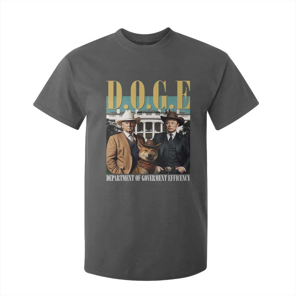Funny Trump Musk DOGE T Shirt For Kid Department Of Government Efficiency Shiba Inu TS11 Dark Heather Print Your Wear
