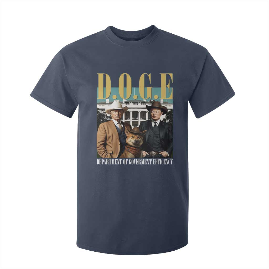 Funny Trump Musk DOGE T Shirt For Kid Department Of Government Efficiency Shiba Inu TS11 Navy Print Your Wear