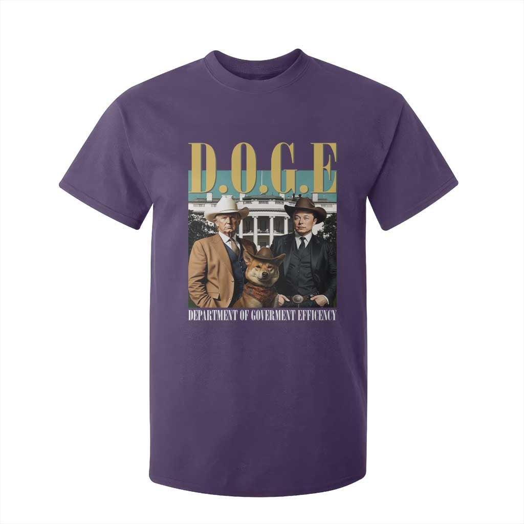 Funny Trump Musk DOGE T Shirt For Kid Department Of Government Efficiency Shiba Inu TS11 Purple Print Your Wear