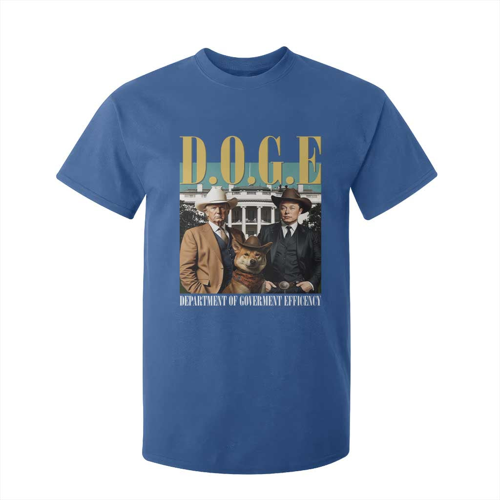 Funny Trump Musk DOGE T Shirt For Kid Department Of Government Efficiency Shiba Inu TS11 Royal Blue Print Your Wear