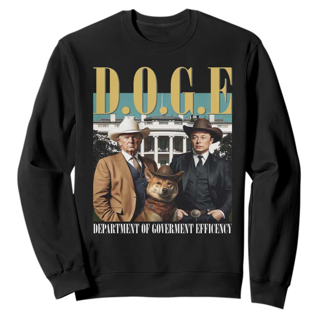 Funny Trump Musk DOGE Sweatshirt Department Of Government Efficiency Shiba Inu TS11 Black Print Your Wear