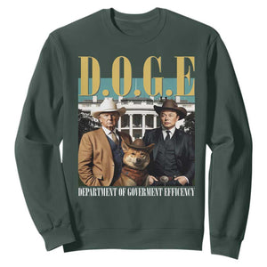 Funny Trump Musk DOGE Sweatshirt Department Of Government Efficiency Shiba Inu TS11 Dark Forest Green Print Your Wear