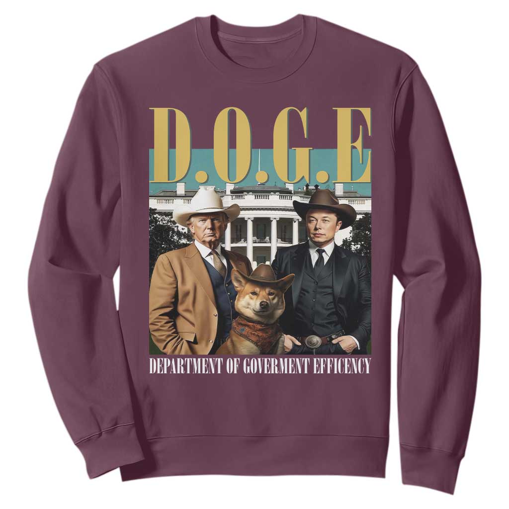Funny Trump Musk DOGE Sweatshirt Department Of Government Efficiency Shiba Inu TS11 Maroon Print Your Wear