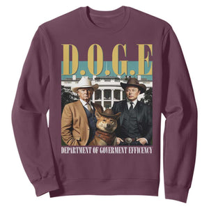 Funny Trump Musk DOGE Sweatshirt Department Of Government Efficiency Shiba Inu TS11 Maroon Print Your Wear