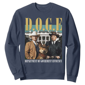 Funny Trump Musk DOGE Sweatshirt Department Of Government Efficiency Shiba Inu TS11 Navy Print Your Wear