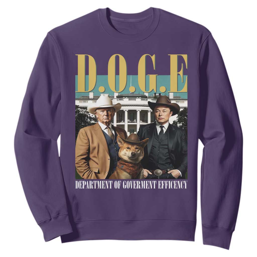 Funny Trump Musk DOGE Sweatshirt Department Of Government Efficiency Shiba Inu TS11 Purple Print Your Wear