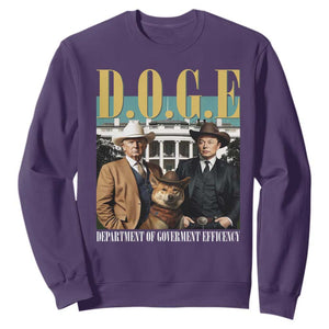 Funny Trump Musk DOGE Sweatshirt Department Of Government Efficiency Shiba Inu TS11 Purple Print Your Wear